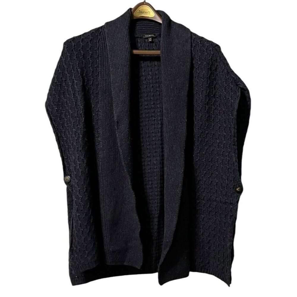 Talbots Women's Open Front Sleeveless Cardigan Wool Blend Sweater Size S/M City